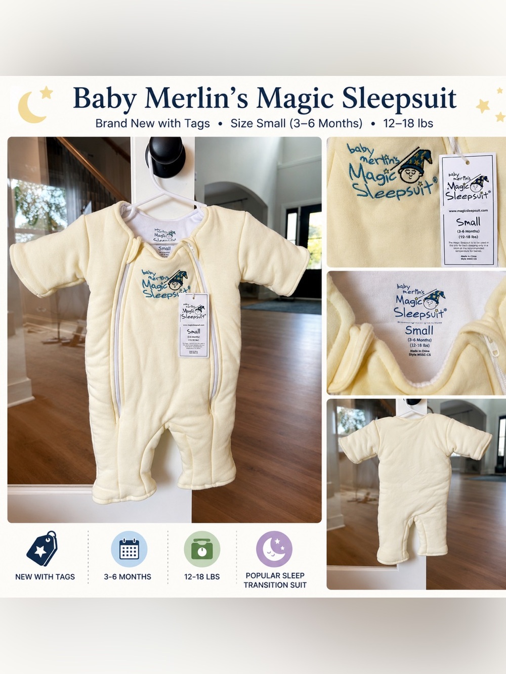 Baby Merlin Magic Sleepsuit Small - Cotton One-Piece Sleeper
